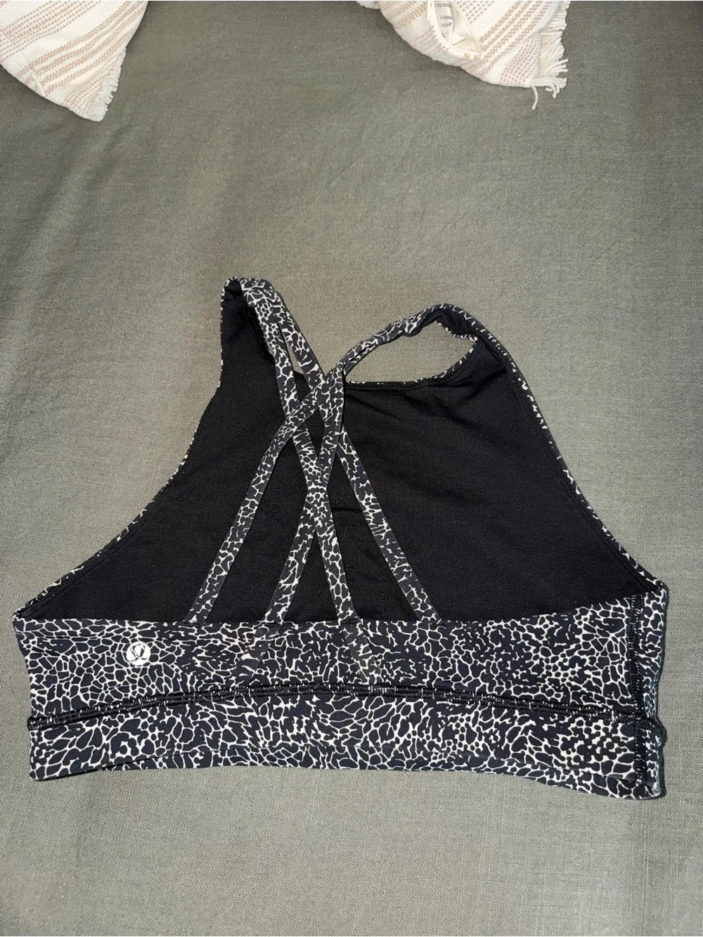 lululemon athletica Black & White High-Neck Printed Sports Bra